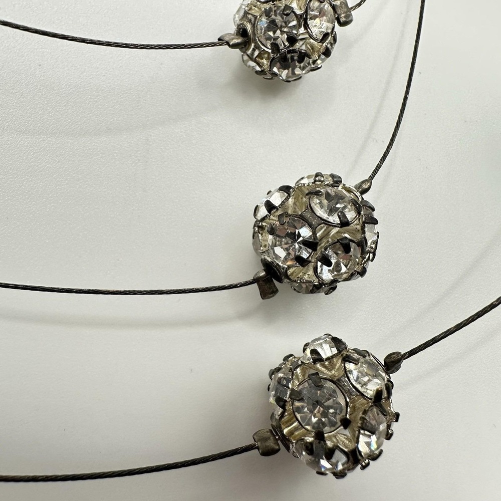 VTG Y2K‎ Women's Silver Tone Necklace Multi Strand Layered Beaded Gemstone 19" - Picture 4 of 6